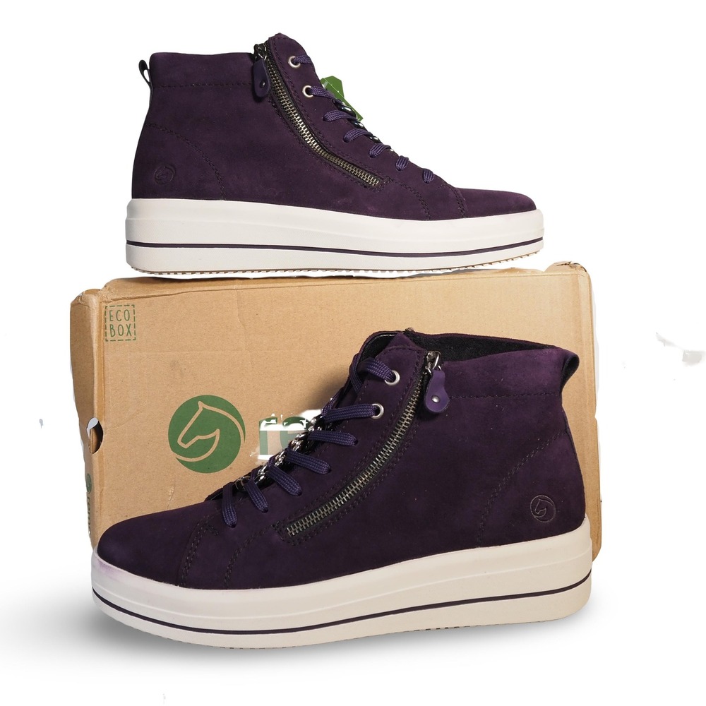 Remonte D1C70 Julika Suede Platform Sneakers Boots Womens 11/43 Aubergine Purple